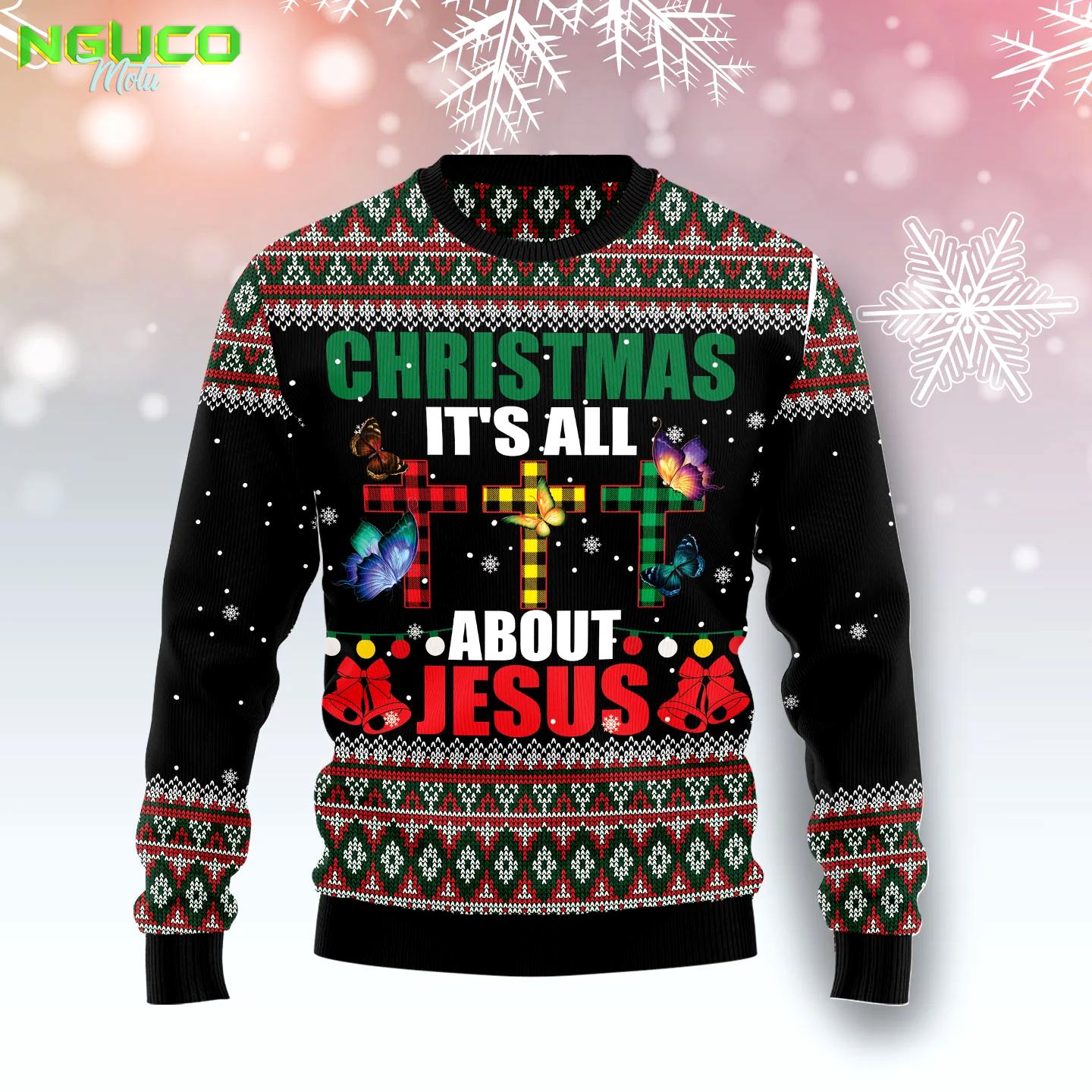 Butterfly all about jesus d1211 ugly christmas sweater