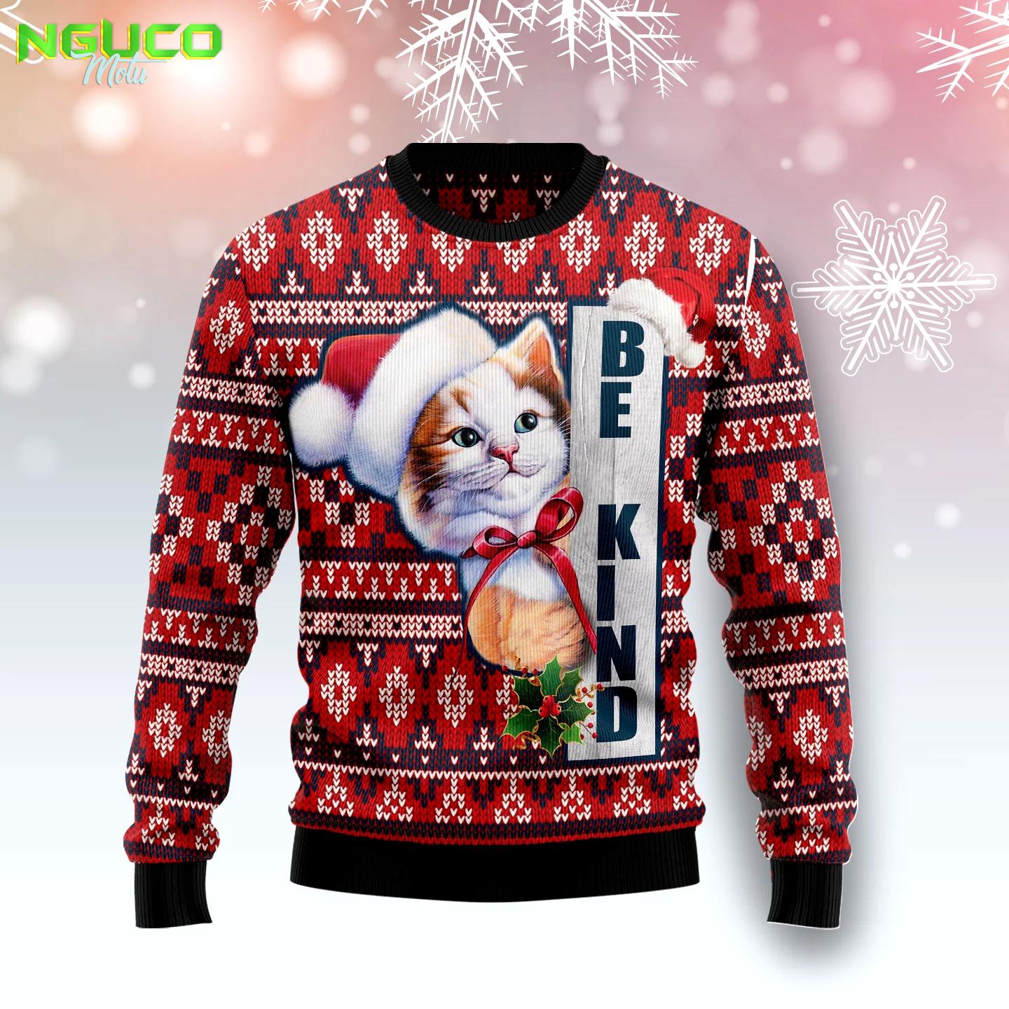 Cat be kind d1211 ugly christmas sweater