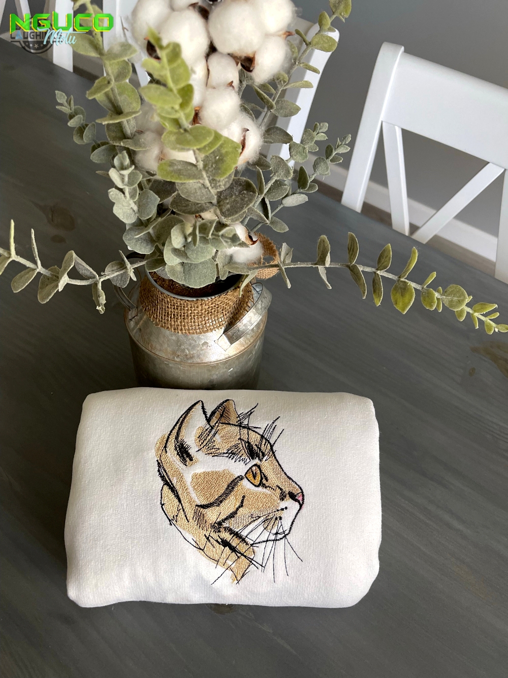 Cat embroidered sweatshirt embroidery tshirt sweatshirt hoodie gift