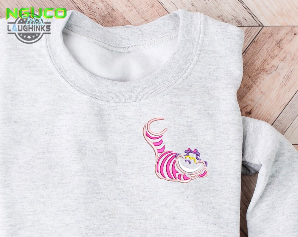 Cheshire cat embroidered crewneck disney embroidered sweatshirt alice in wonderland crewneck disney sweatshirt womens disney crewneck embroidery tshirt sweatshirt hoodie gift