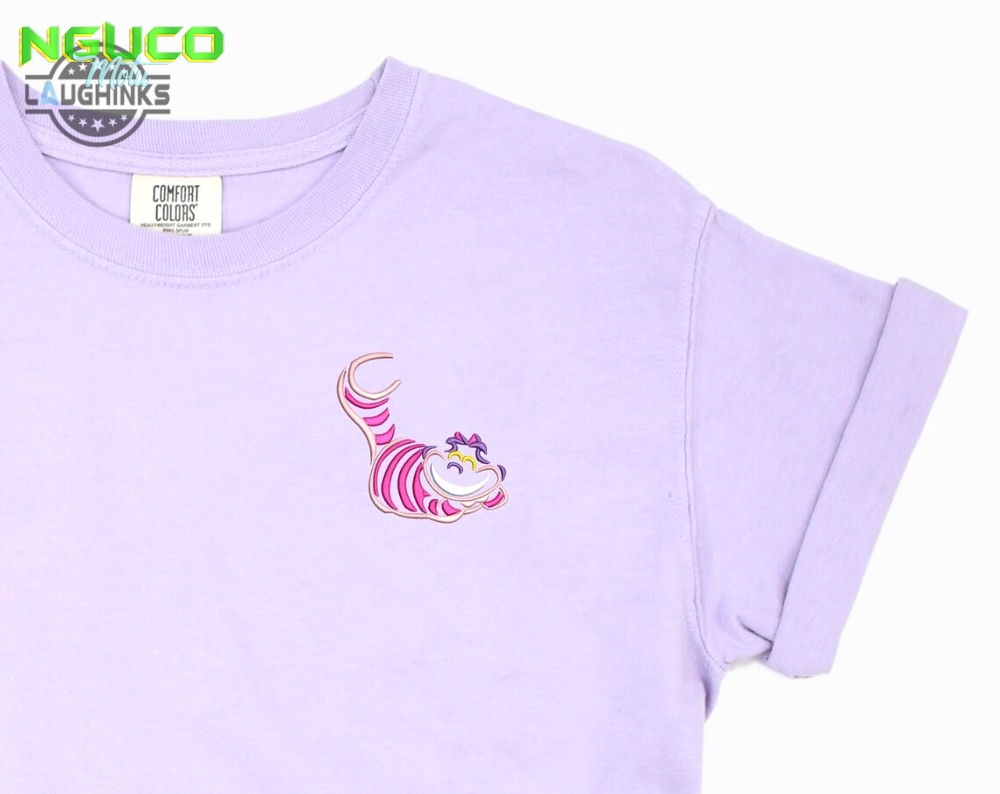 Cheshire cat embroidered tshirt alice in wonderland embroidered shirt alice t shirt disney shirt disney tshirt womens disney shirt embroidery tshirt sweatshirt hoodie gift