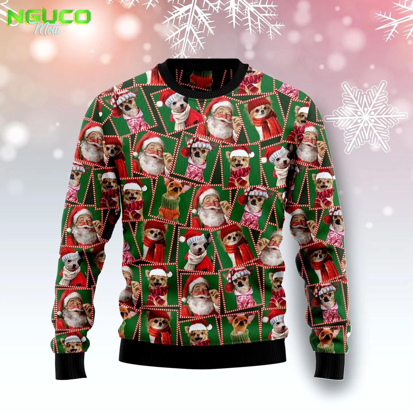 Chihuahua santa claus g5102 ugly christmas sweater