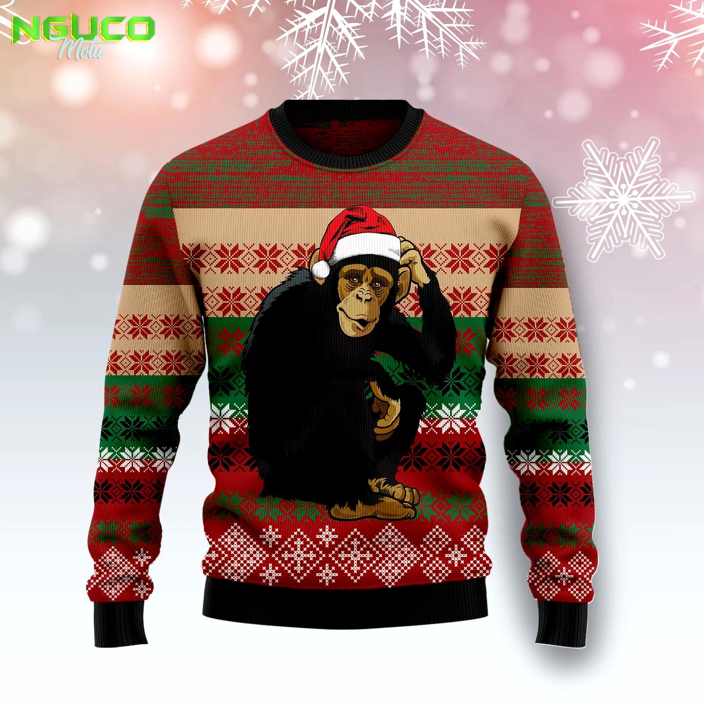 Chimpanzee christmas t3010 ugly christmas sweater