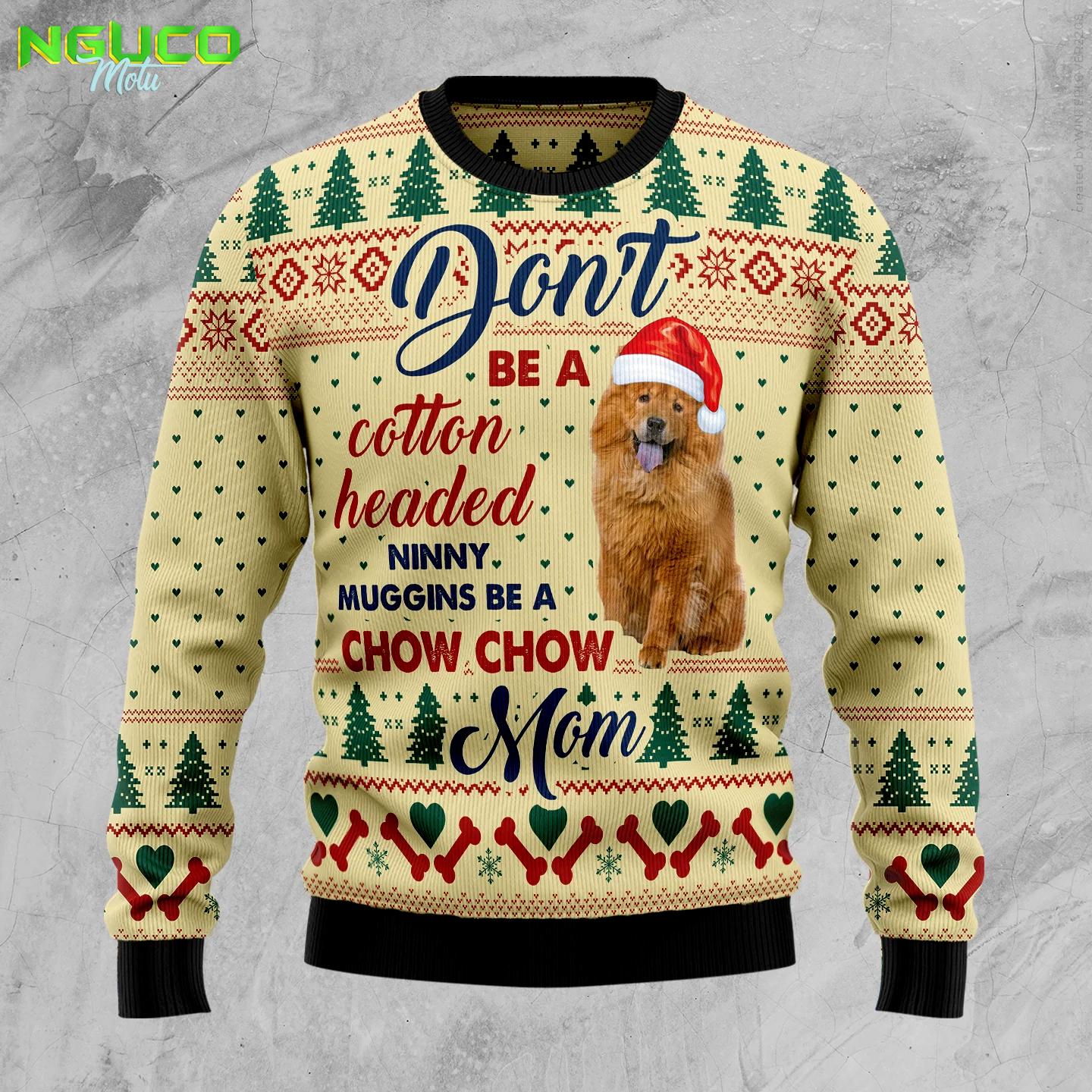Chow chow mom d2610 ugly christmas sweater