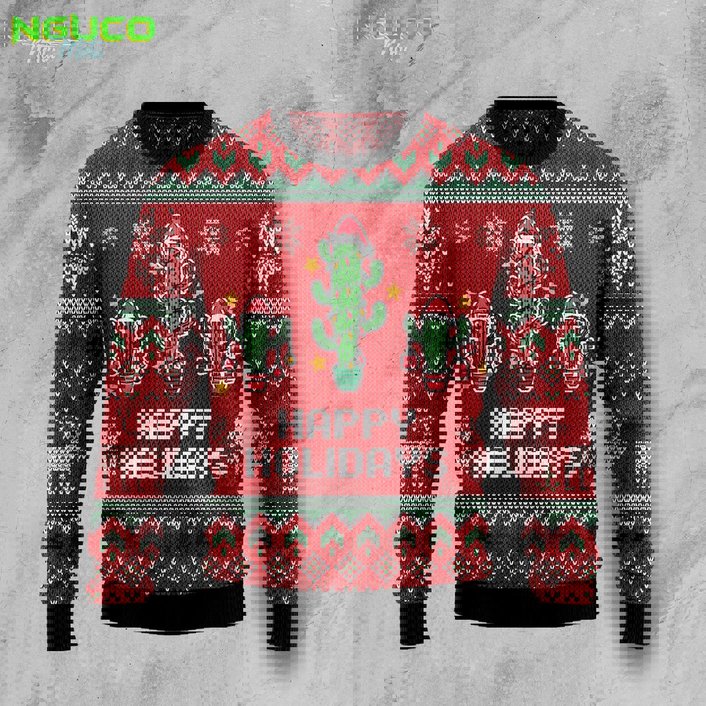 Christmas cactus ht100124 ugly christmas sweater