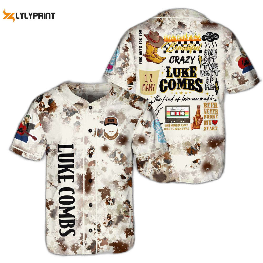 Combs bullhead shirt baseball jersey, country music, lukee comb world tour for men women