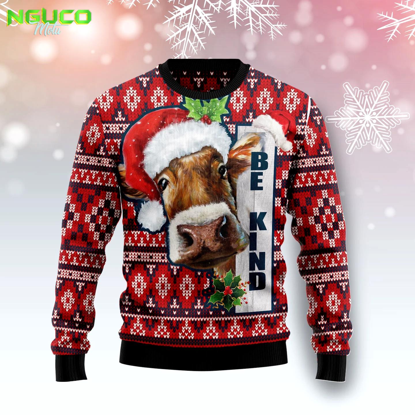 Cow be kind d1211 ugly christmas sweater