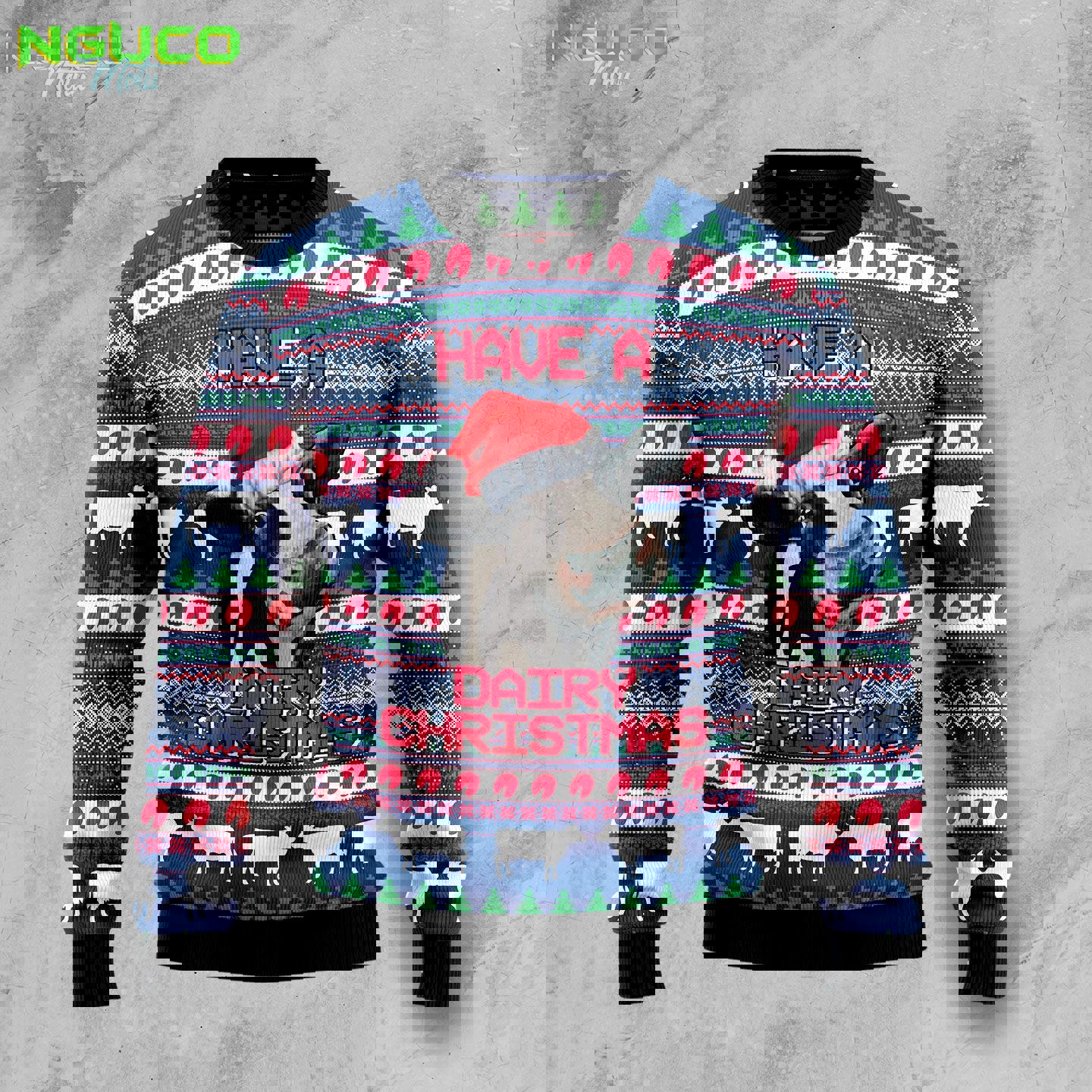 Cow dairy christmas t239 ugly christmas sweater