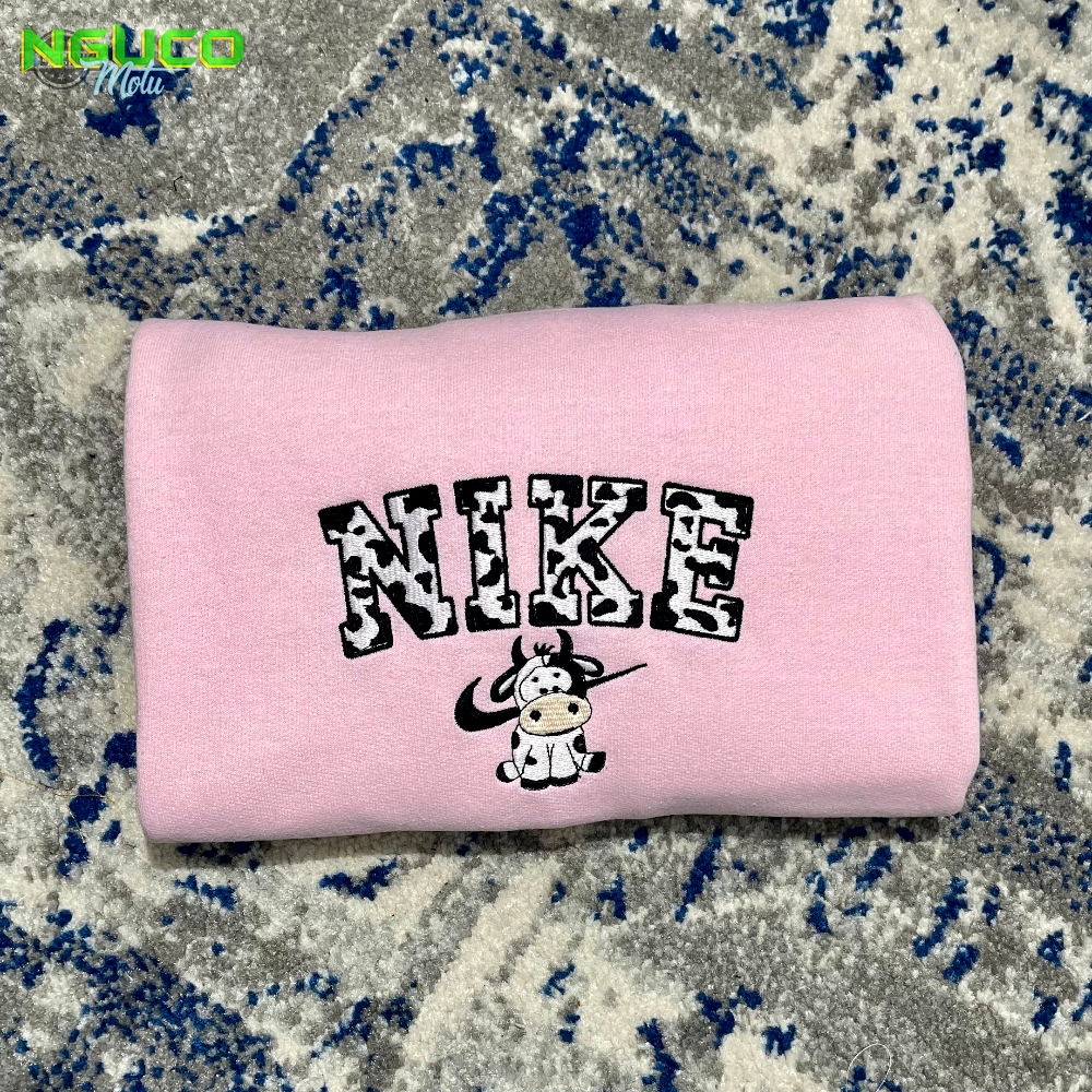 Cow embroidered sweatshirt embroidery tshirt sweatshirt hoodie gift