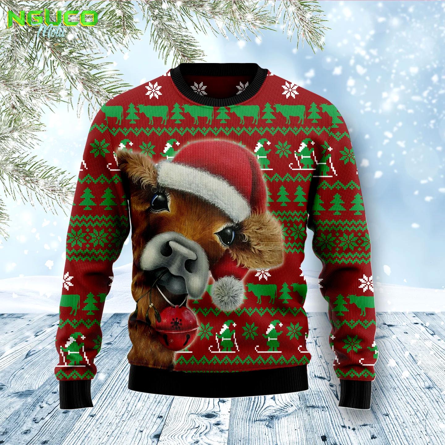 Cow xmas d2810 ugly christmas sweater