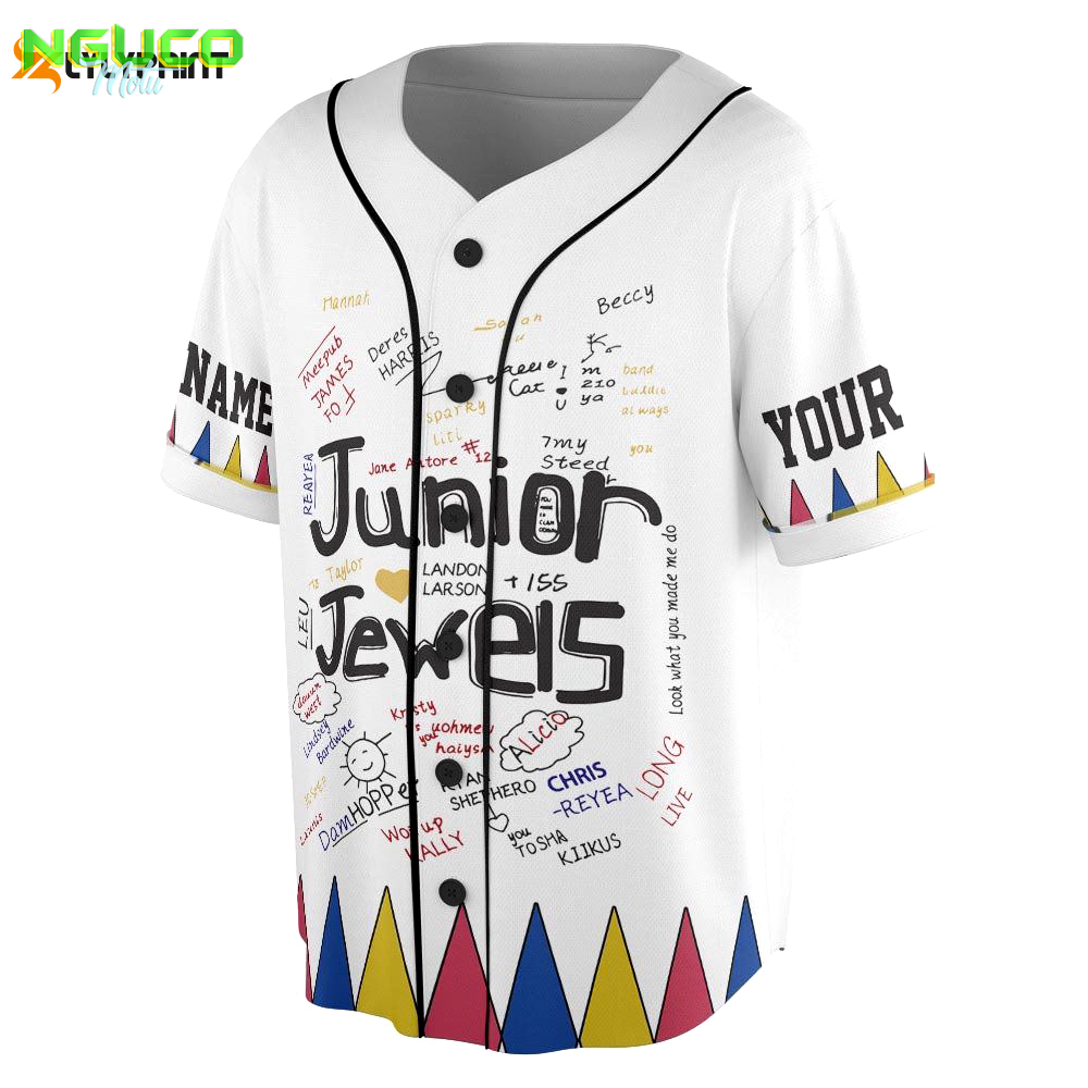 Custom name and number junior jewels music baseball jersey