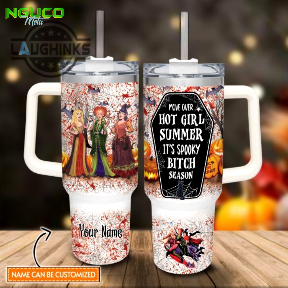 Custom name hocus pocus halloween costume its spooky season 40oz stainless steel tumbler with handle and straw lid personalized stanley tumbler dupe 40 oz stainless steel travel cups gift