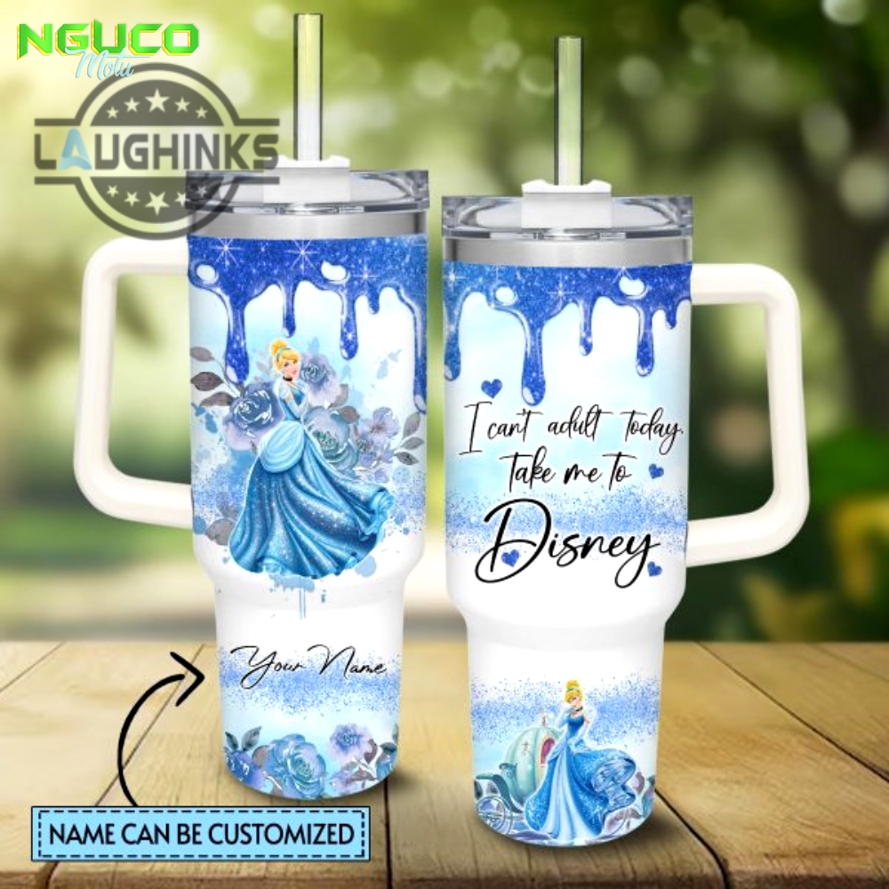 Custom name i cant adult cinderella princess 40oz stainless steel tumbler with handle and straw lid personalized stanley tumbler dupe 40 oz stainless steel travel cups gift