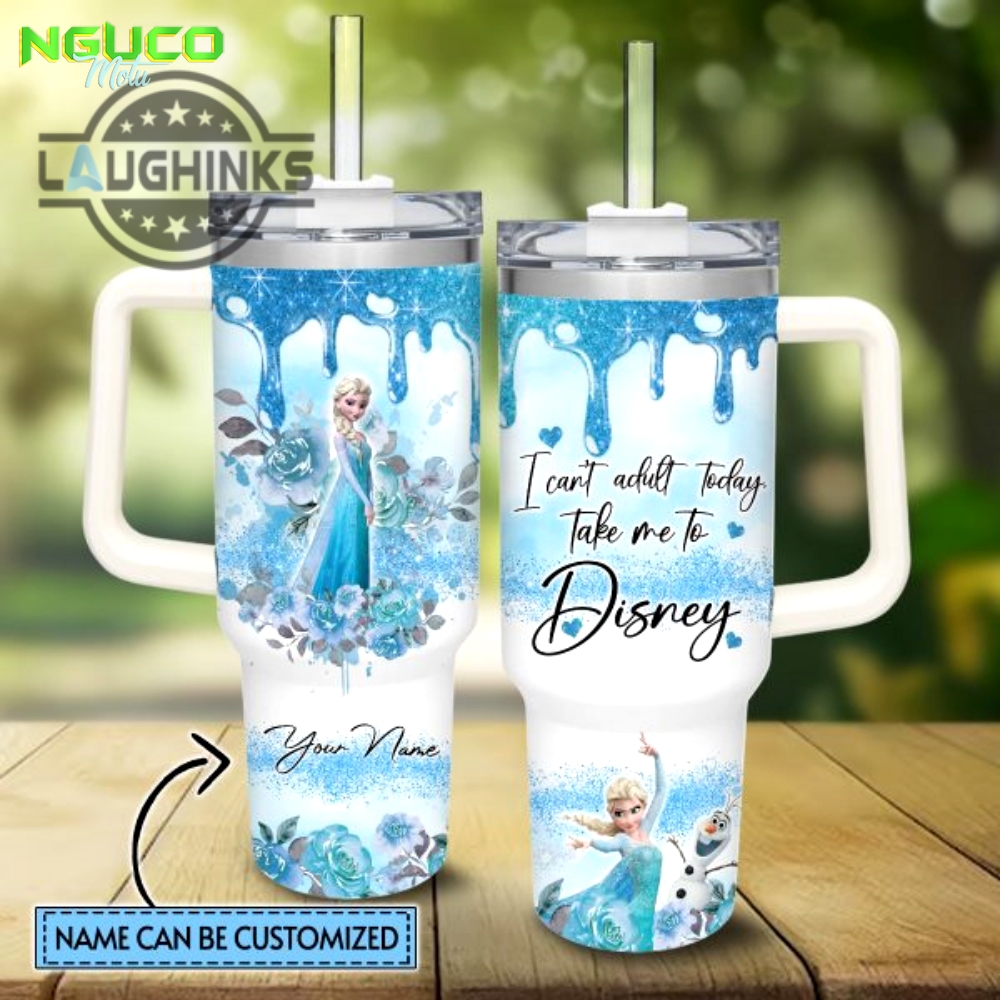 Custom name i cant adult elsa frozen 40oz stainless steel tumbler with handle and straw lid personalized stanley tumbler dupe 40 oz stainless steel travel cups new