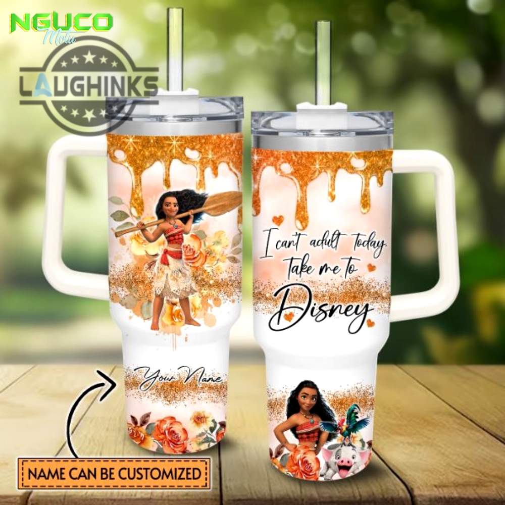 Custom name i cant adult moana 40oz stainless steel tumbler with handle and straw lid personalized stanley tumbler dupe 40 oz stainless steel travel cups gift