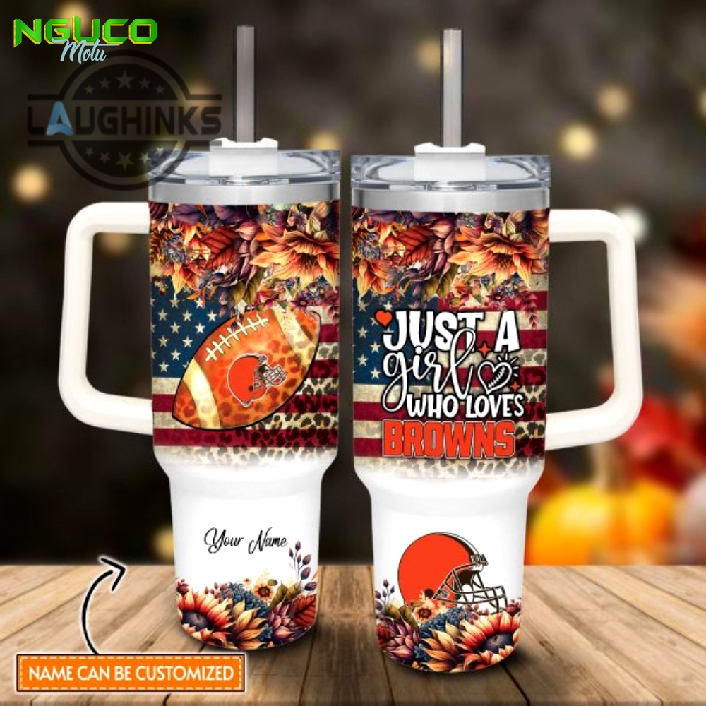 Custom name just a girl loves cbr fall flower sublimation pattern 40oz tumbler with handle and straw lid personalized stanley tumbler dupe 40 oz stainless steel travel cups gift