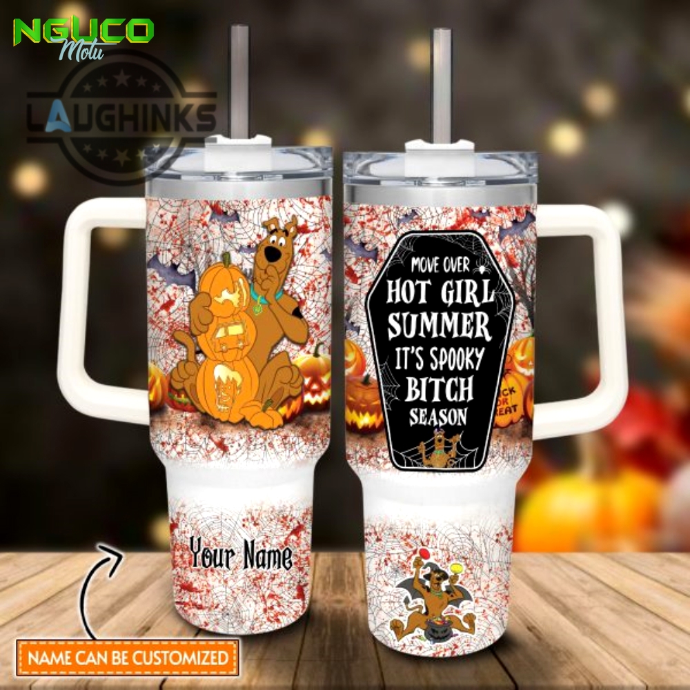 Custom name scoobydoo halloween costume its spooky season 40oz stainless steel tumbler with handle and straw lid personalized stanley tumbler dupe 40 oz stainless steel travel cups gift