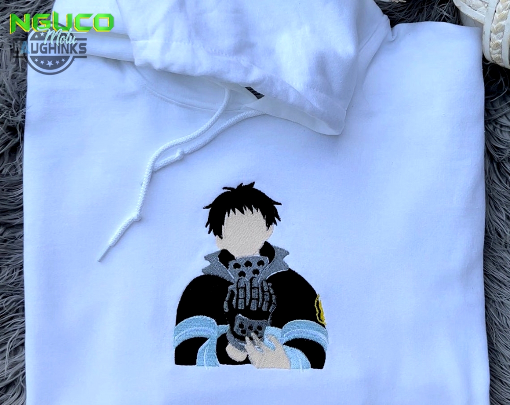 Custom shinra kusakabe embroidered hoodie sweatshirt embroidery tshirt sweatshirt hoodie gift