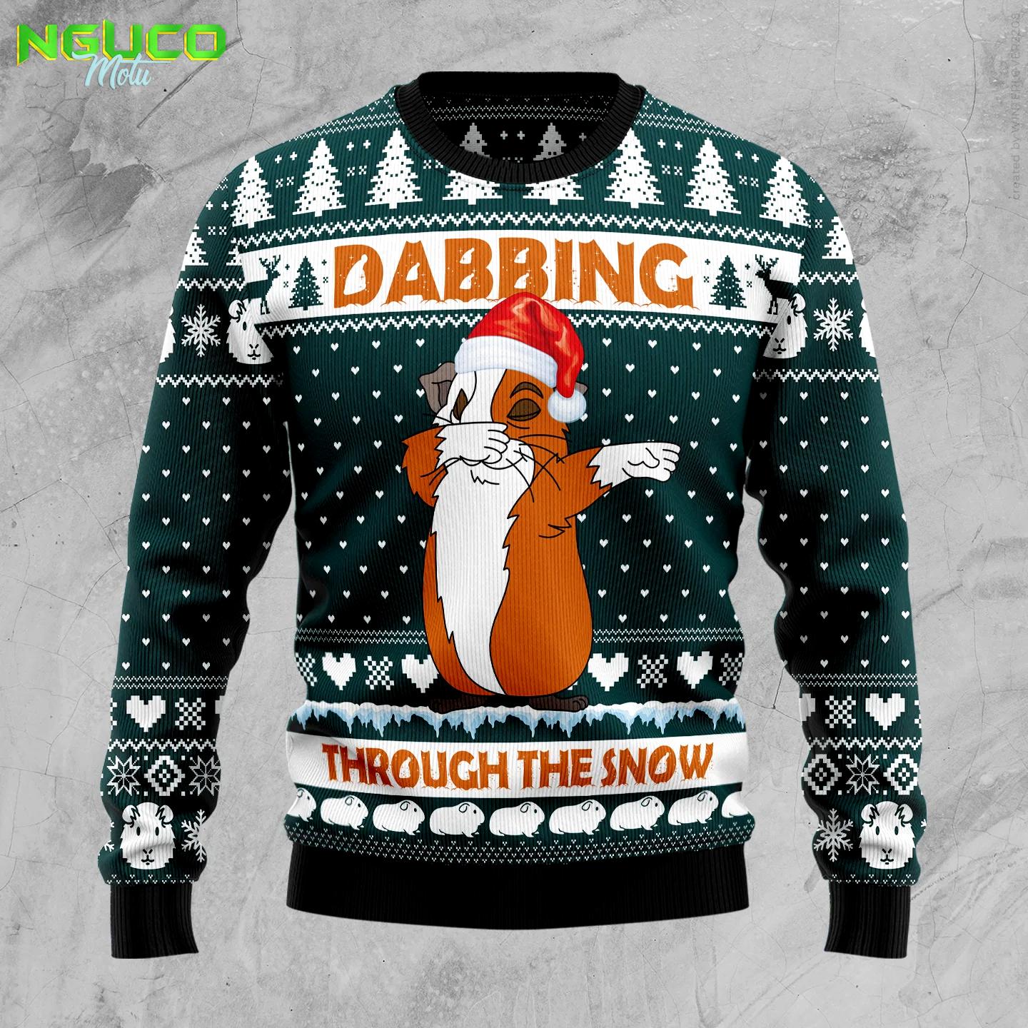 Dabbing through the snow guinea pig tg51027 ugly christmas sweater