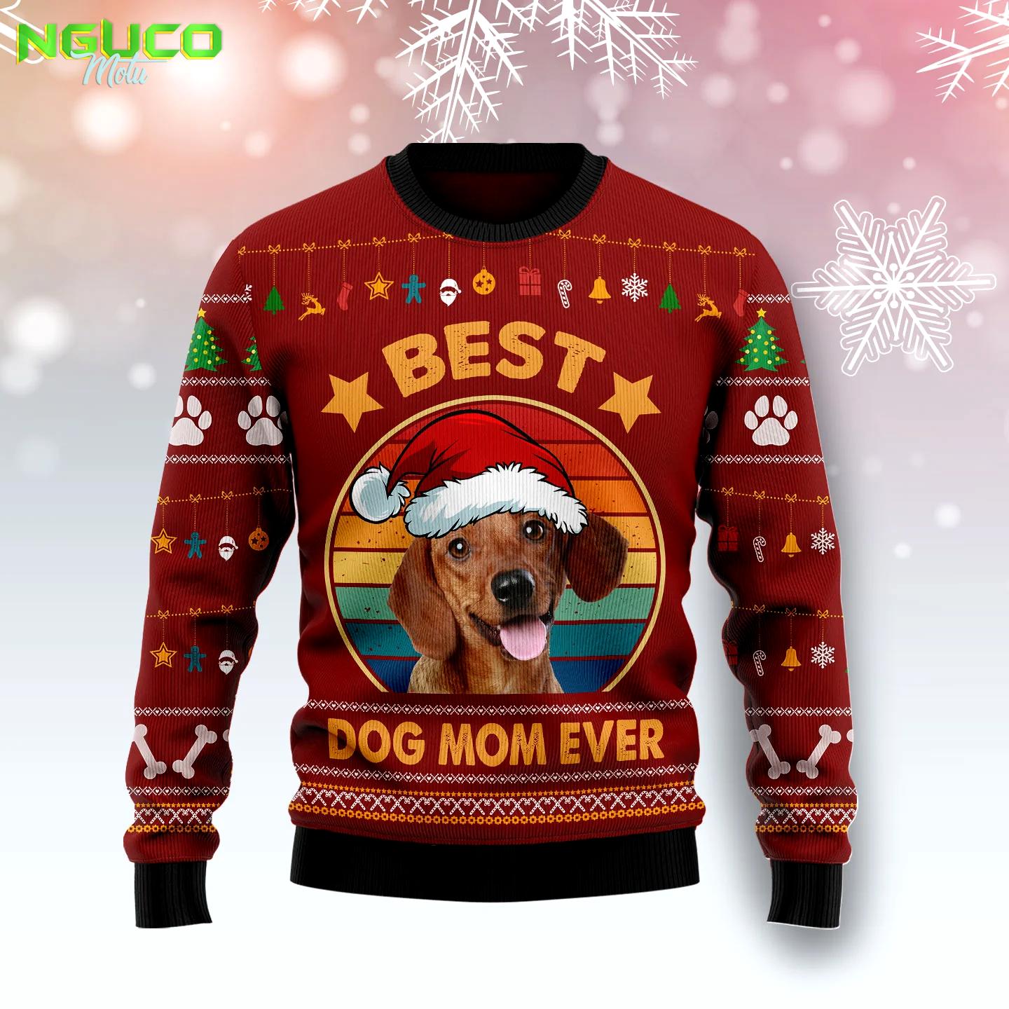 Dachshund best dog mom ever ty1011 ugly christmas sweater