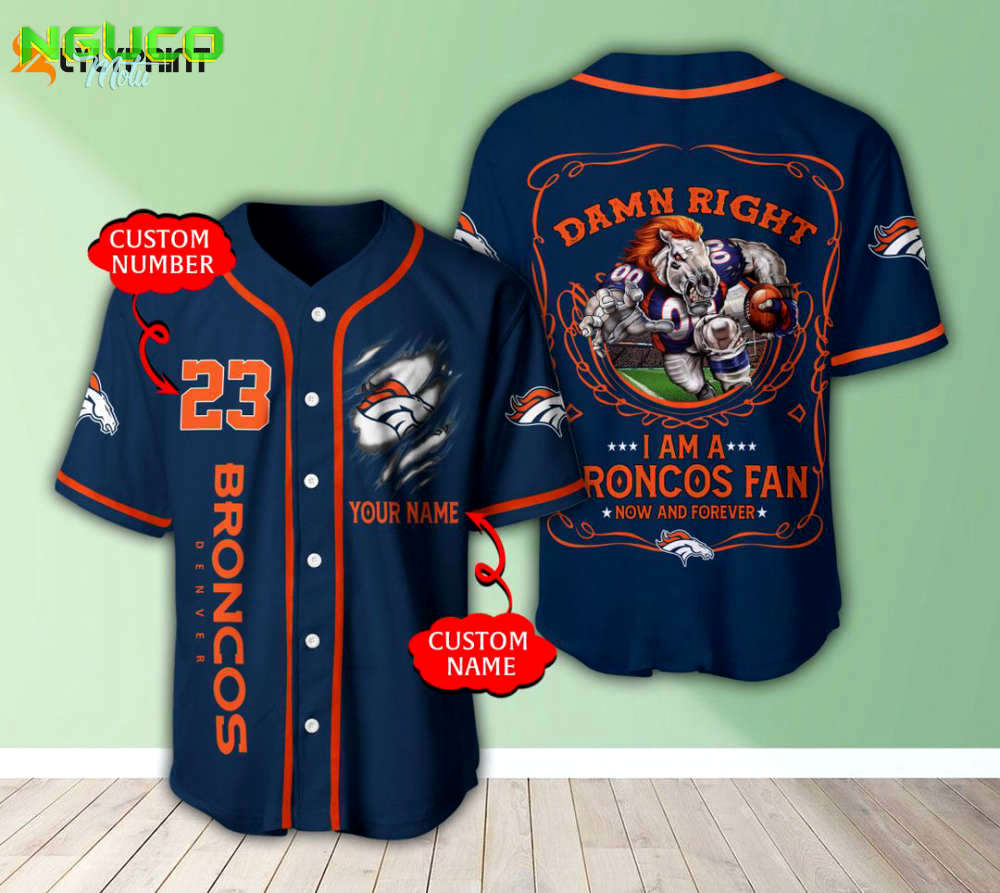 Denver broncos personalized baseball jersey fan gifts
