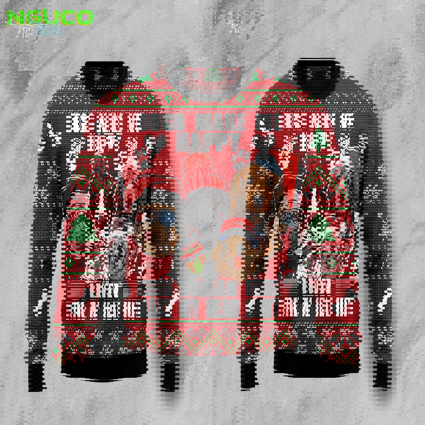 Dog make me happy humans make my head hurt ht100122 ugly christmas sweater