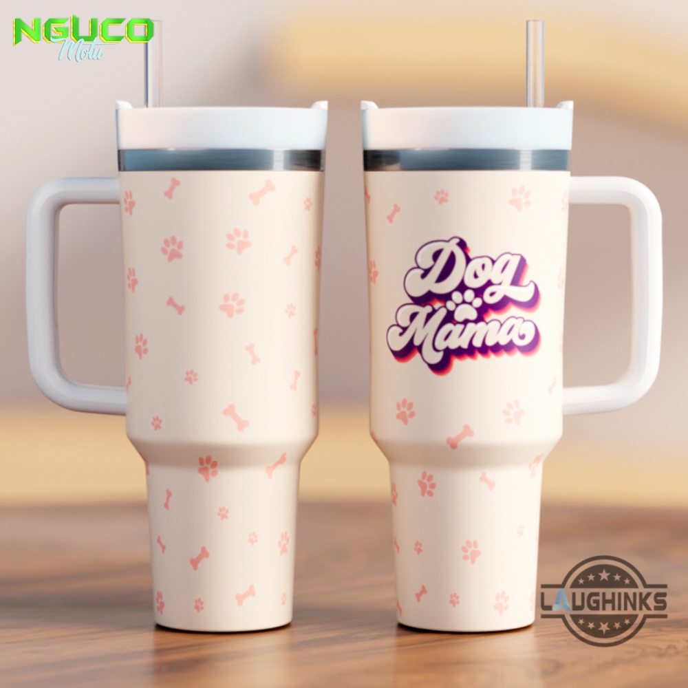 Dog mama 40oz crewcup stainless steel stanley tumbler dupe 40 oz stainless steel travel cups with handle lid and straw new