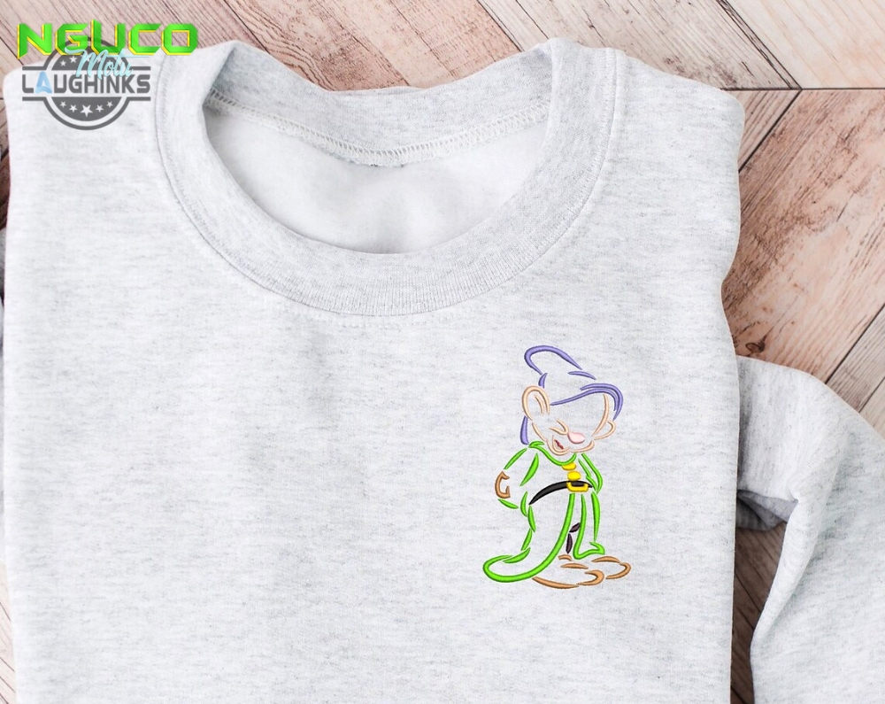 Dopey embroidered crewneck disney embroidered sweatshirt disney snow white crewneck disney sweatshirt womens disney crewneck embroidery tshirt sweatshirt hoodie gift