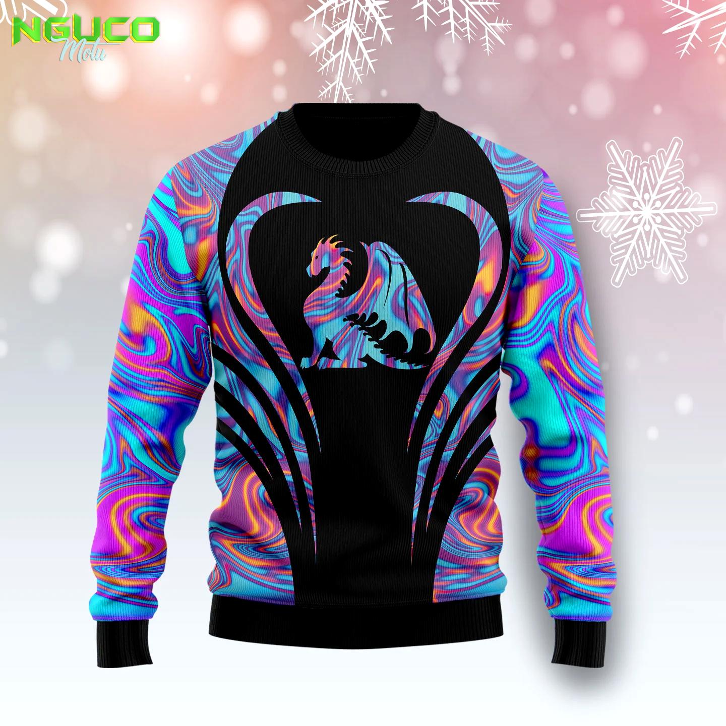 Dragon color t710 ugly christmas sweater