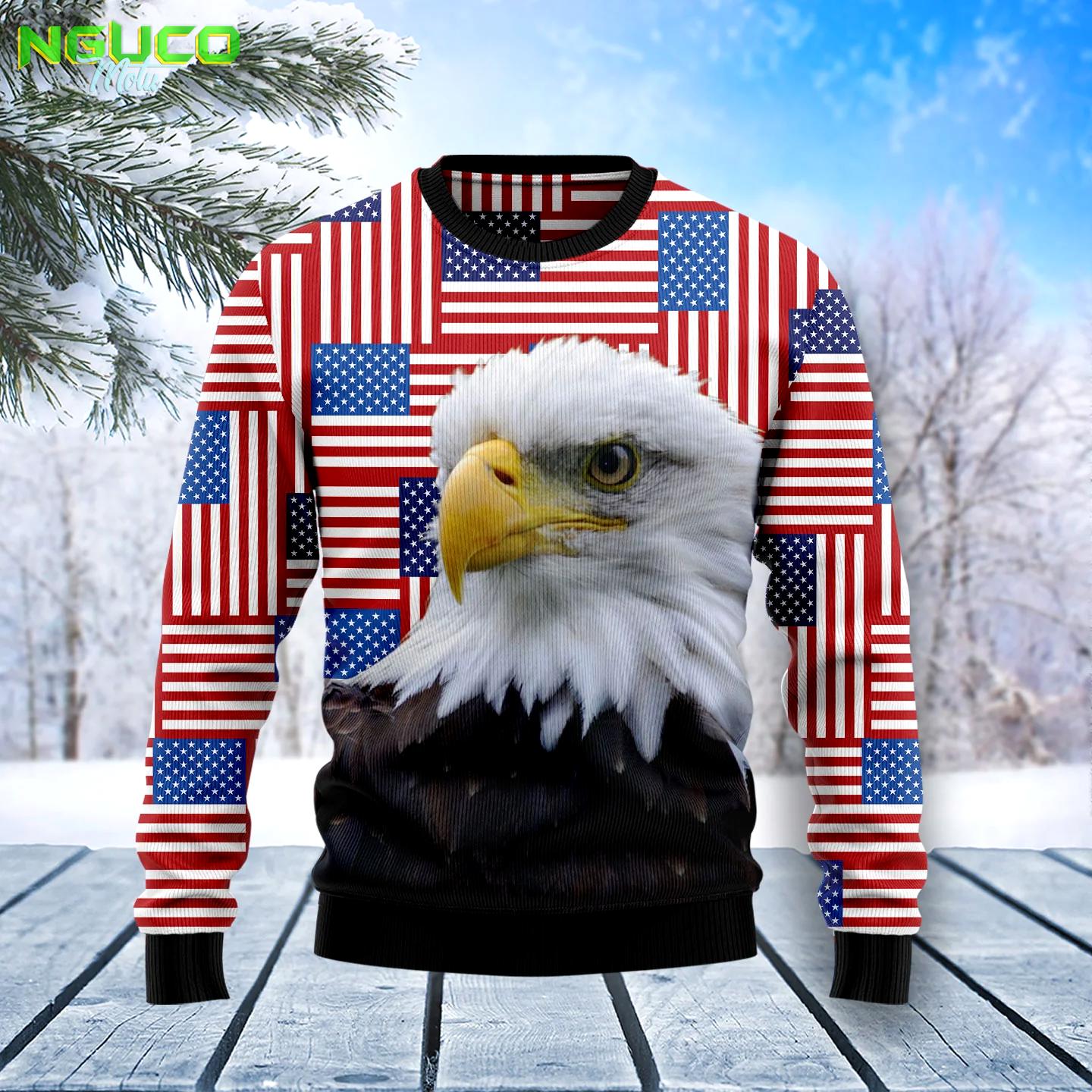 Eagle usa flag t1310 ugly christmas sweater