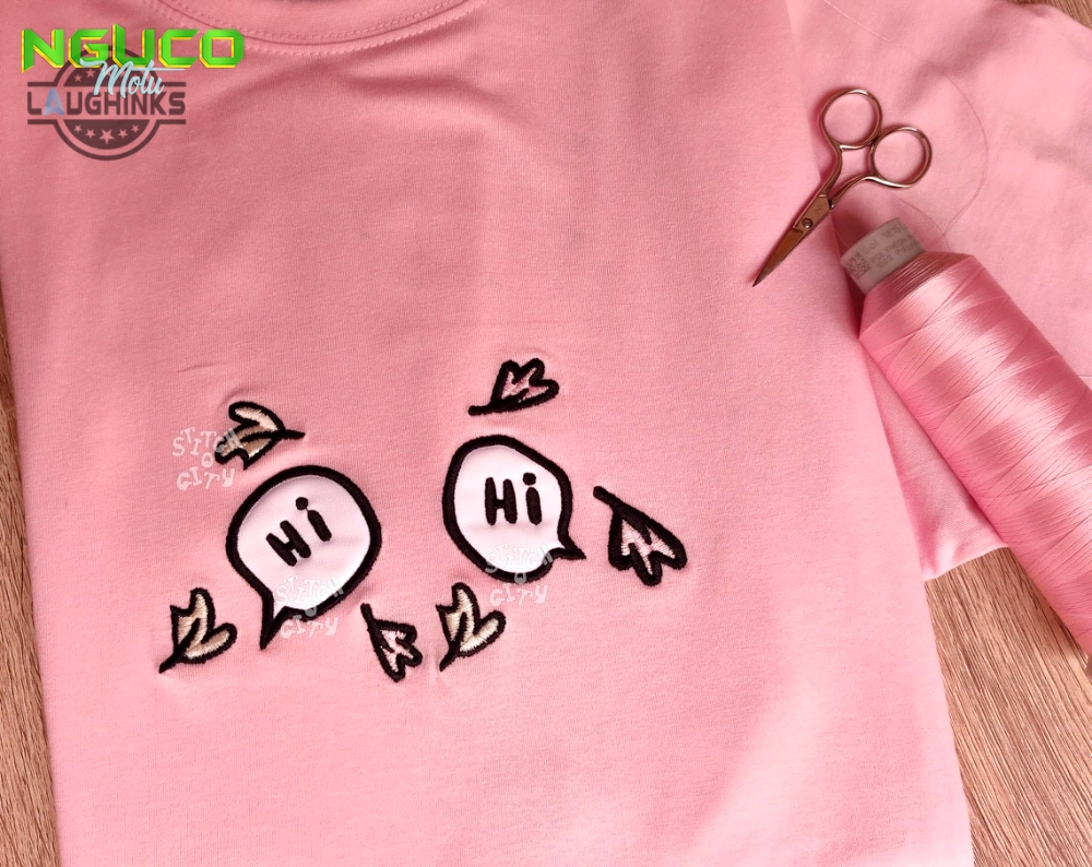 Embroidered hi hi bubbles chat embroidered tshirt embroidery tshirt sweatshirt hoodie gift