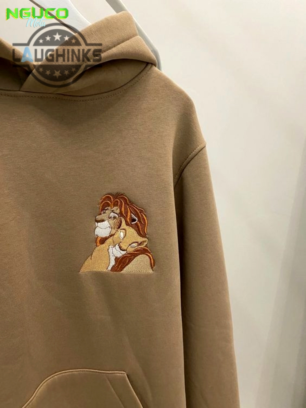 Embroidered lion and lioness hoodies cartoon shirt embroidery tshirt sweatshirt hoodie gift