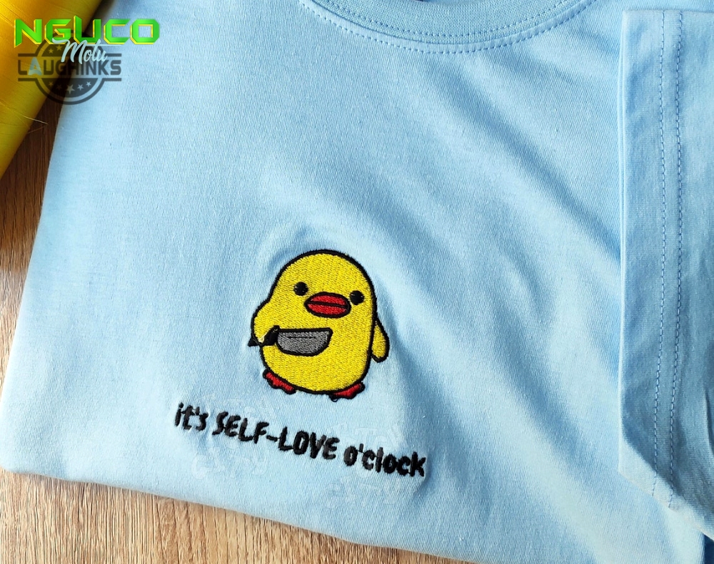 Embroidered meme yellow duck self love inspiration embroidered sweatshirt embroidered shirt love gifts valentines day gift meme clothes embroidery tshirt sweatshirt hoodie gift
