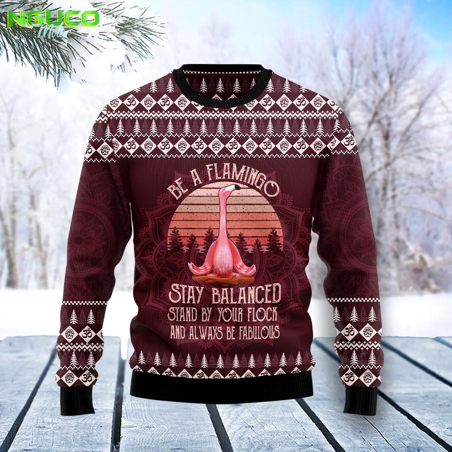 Flamingo yoga t0511 ugly christmas sweater