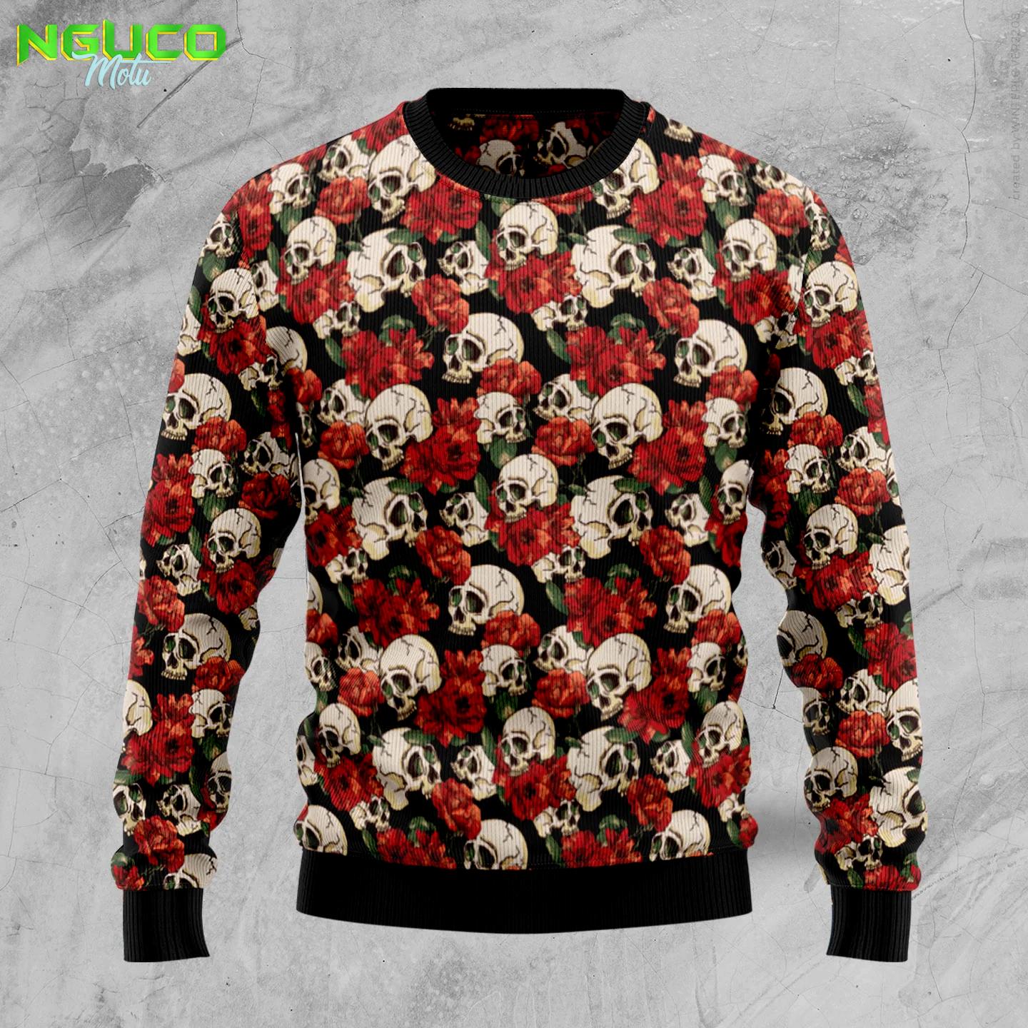 Floral skull hz101601 ugly christmas sweater
