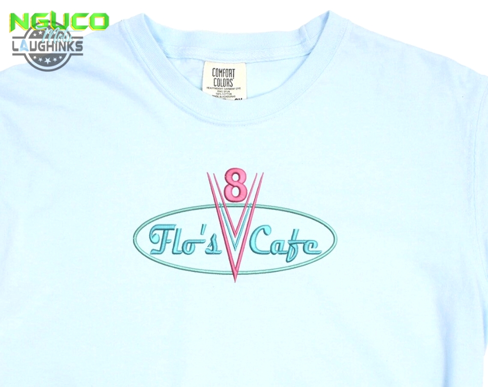 Flos v8 cafe embroidered tshirt disneyland shirt cars t shirt flos shirt disney tshirt womens disney shirt embroidery tshirt sweatshirt hoodie gift