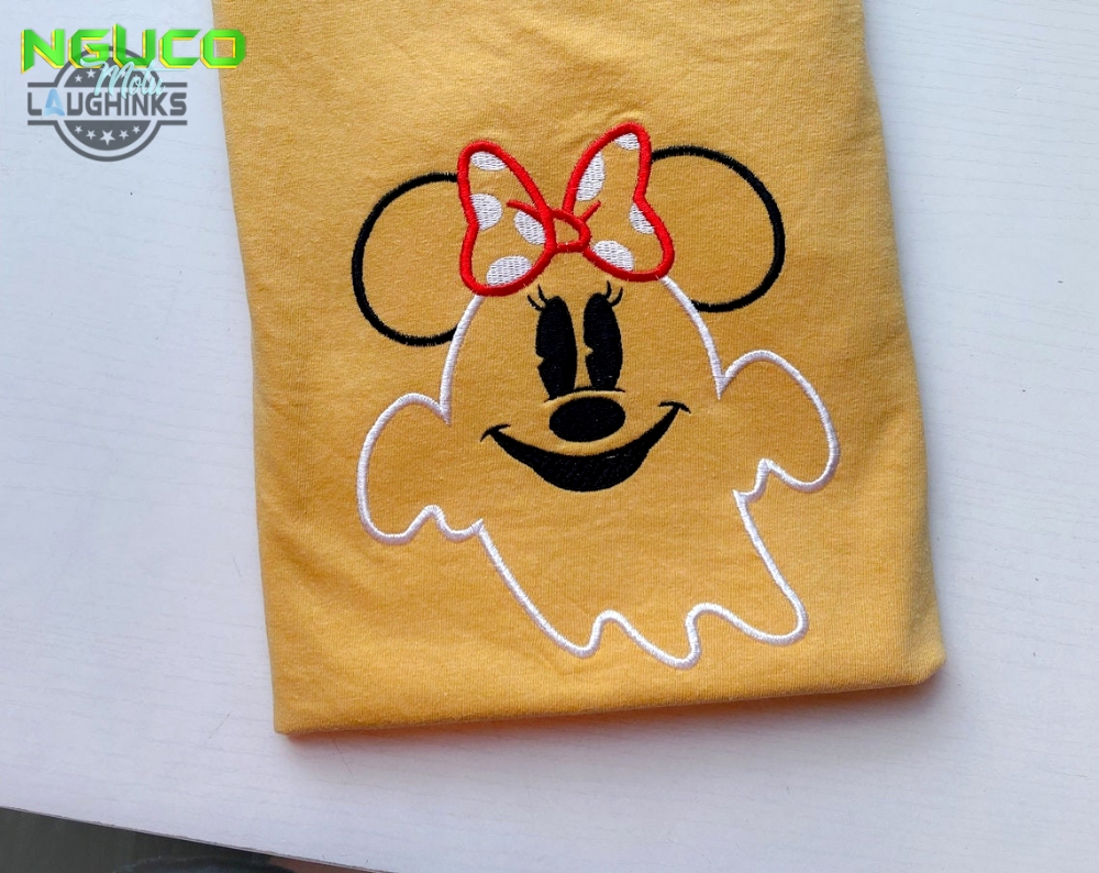 Ghost minnie embroidered shirt disney halloween embroidered shirt mnsshp shirt embroidery tshirt sweatshirt hoodie gift