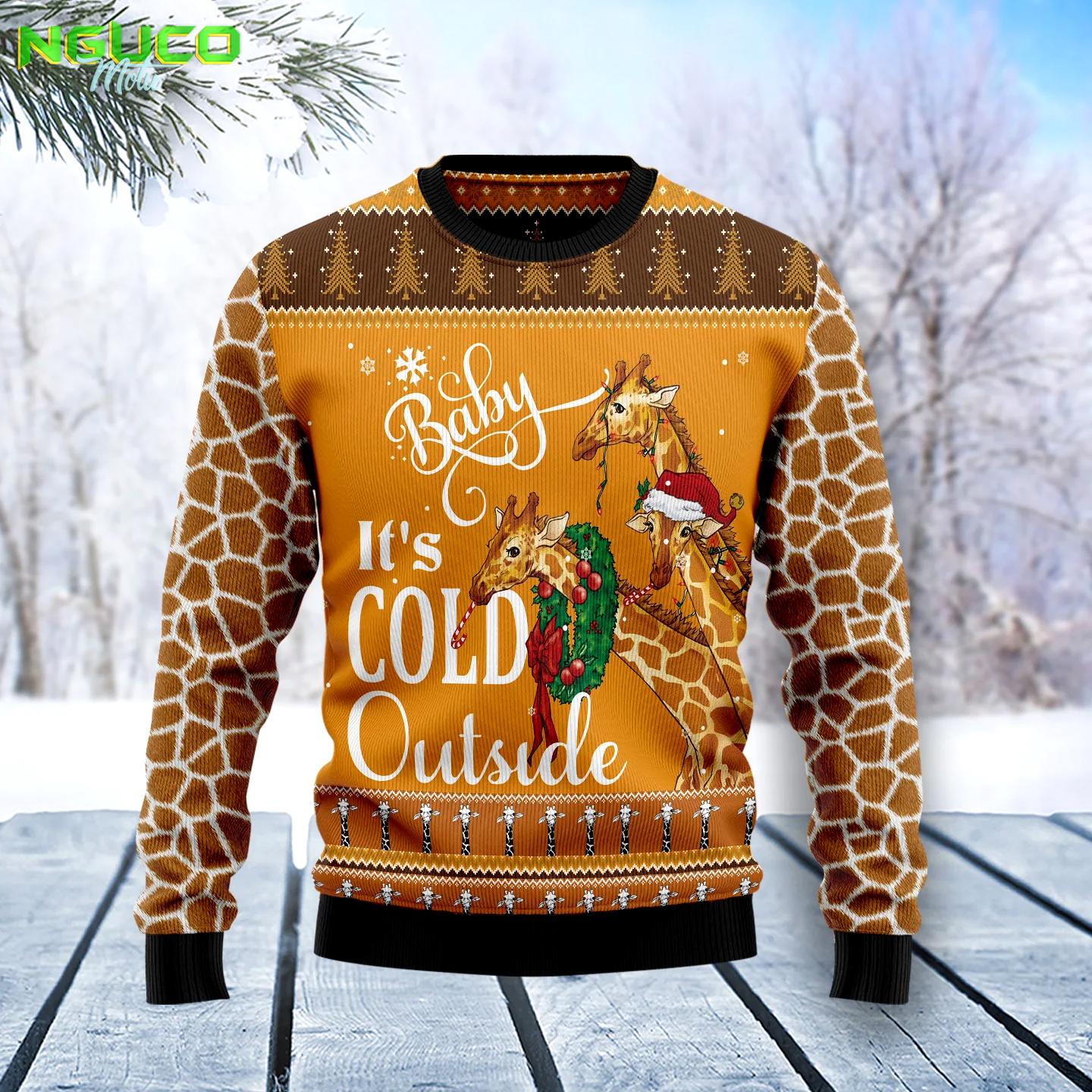 Giraffe baby it‘s cold outside t2910 ugly christmas sweater