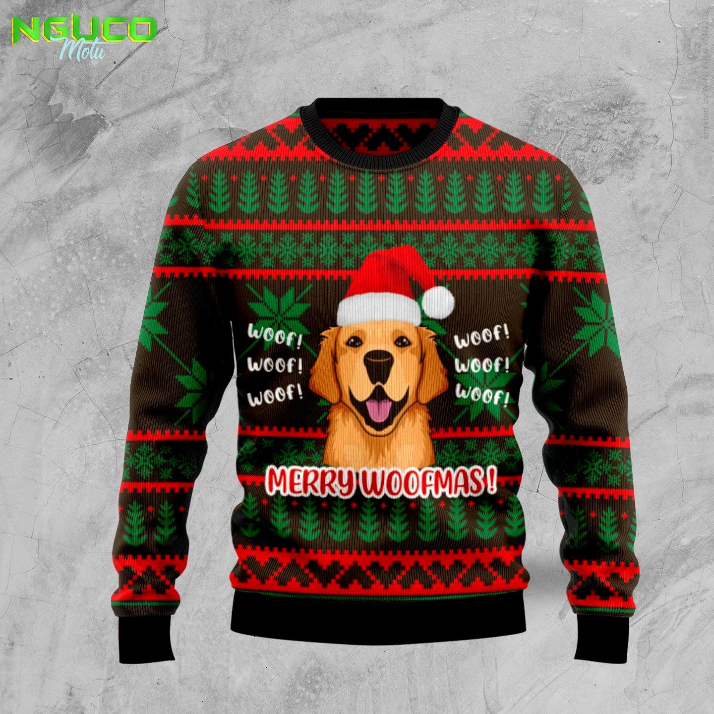 Golden retriever woofmas ty299 ugly christmas sweater