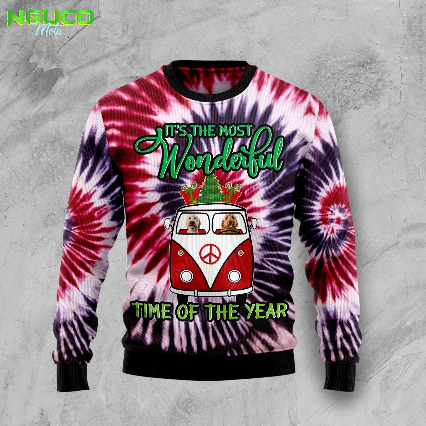 Goldendoodle tie dye t1210 ugly christmas sweater