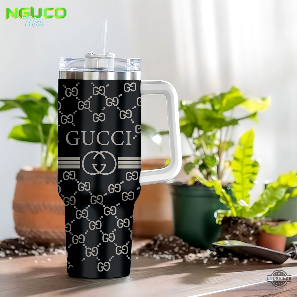 Gucci coffee cup 40 oz gc stanley tumbler 40oz dupe hot trend 2024 tiktok viral stainless steel travel tumbler cups luxury logo pattern high quality tumblers