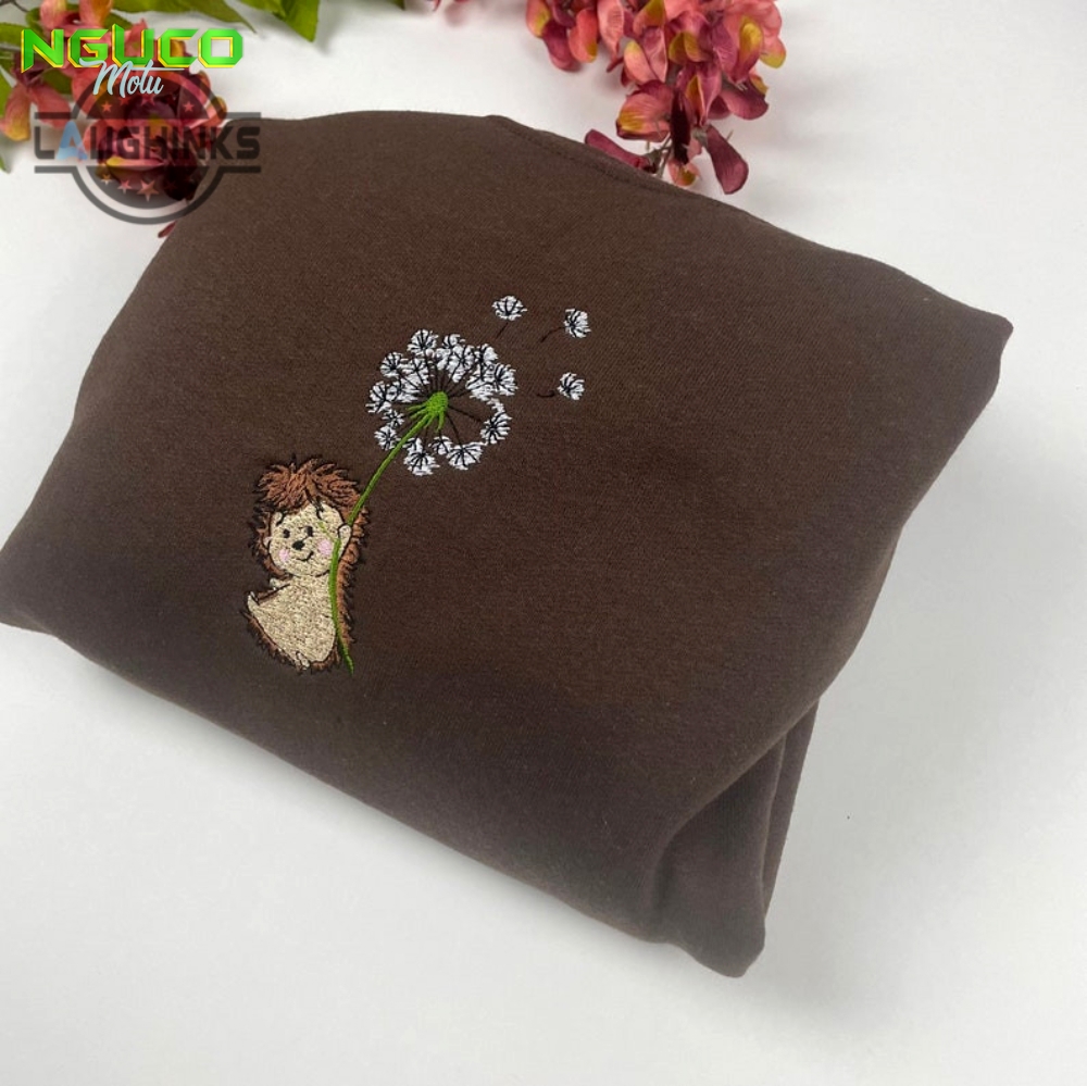 Hedgehog embroidered sweatshirt cute vintage embroidered sweatshirt embroidery tshirt sweatshirt hoodie gift