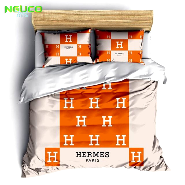 Hermes paris logo fashion luxury brand bedding set bedspread duvet cover set