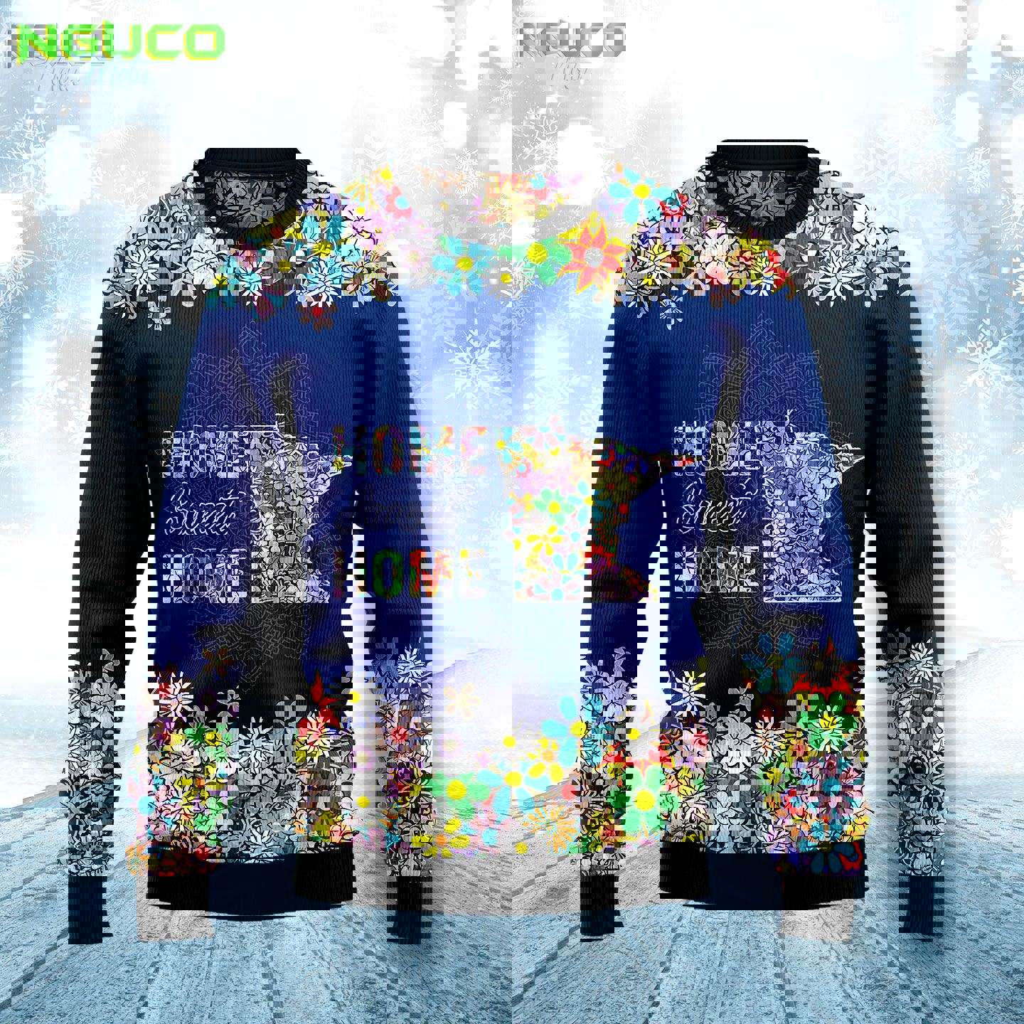 Home sweet home minnesota flower h100133 ugly christmas sweater