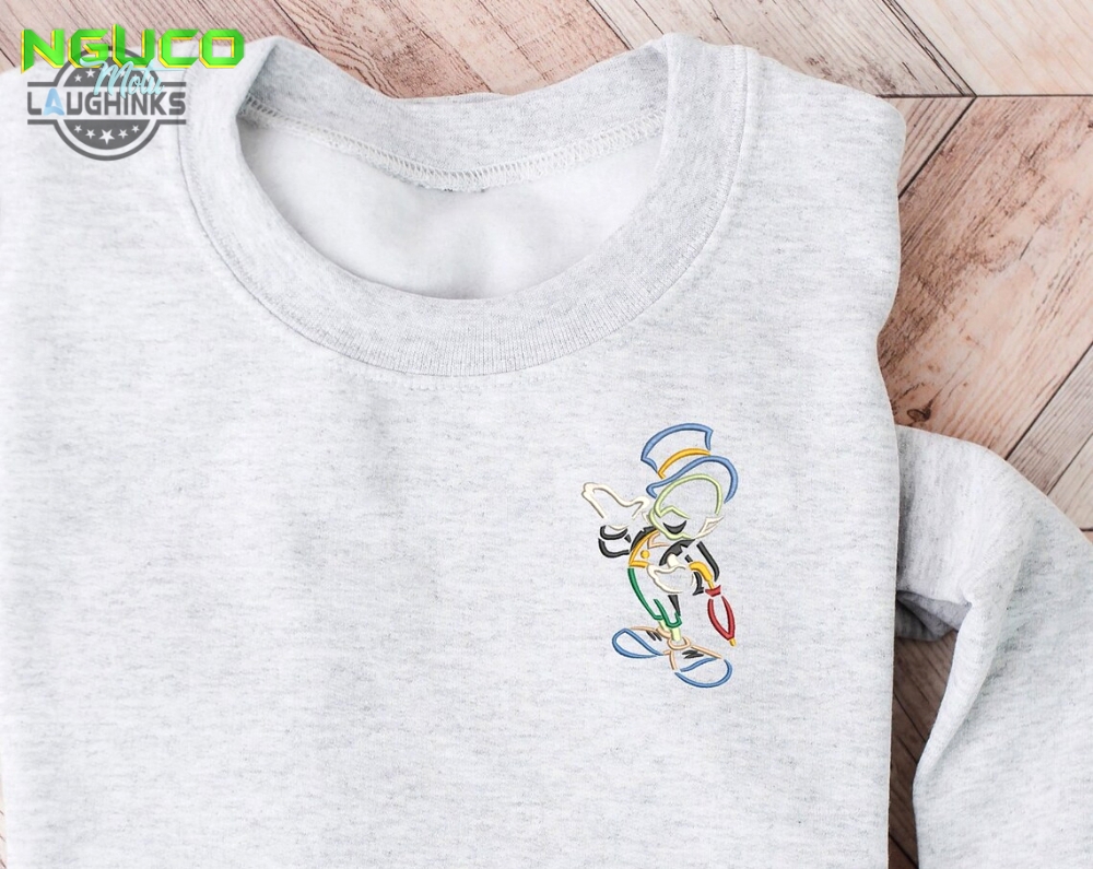 Jiminy cricket embroidered crewneck disney embroidered sweatshirt disney crewneck disney sweatshirt womens disney crewneck embroidery tshirt sweatshirt hoodie gift