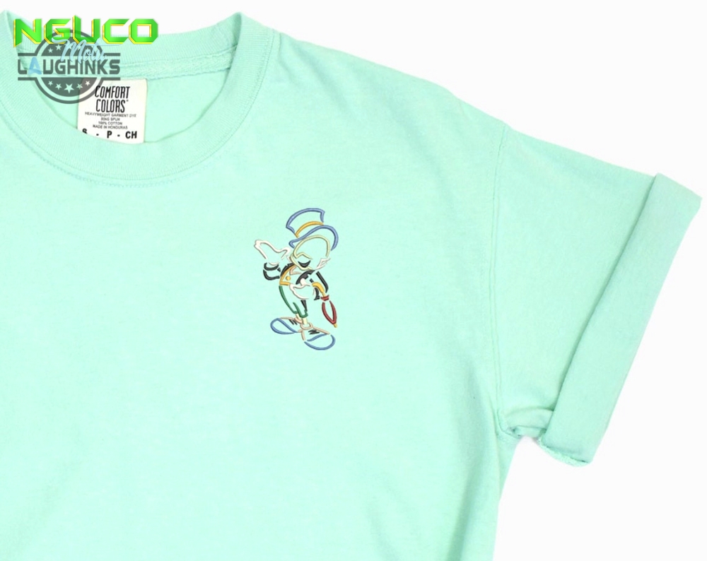 Jiminy cricket embroidered tshirt jiminy shirt jiminy t shirt disney vacation shirt disney tshirt womens disney shirt embroidery tshirt sweatshirt hoodie gift