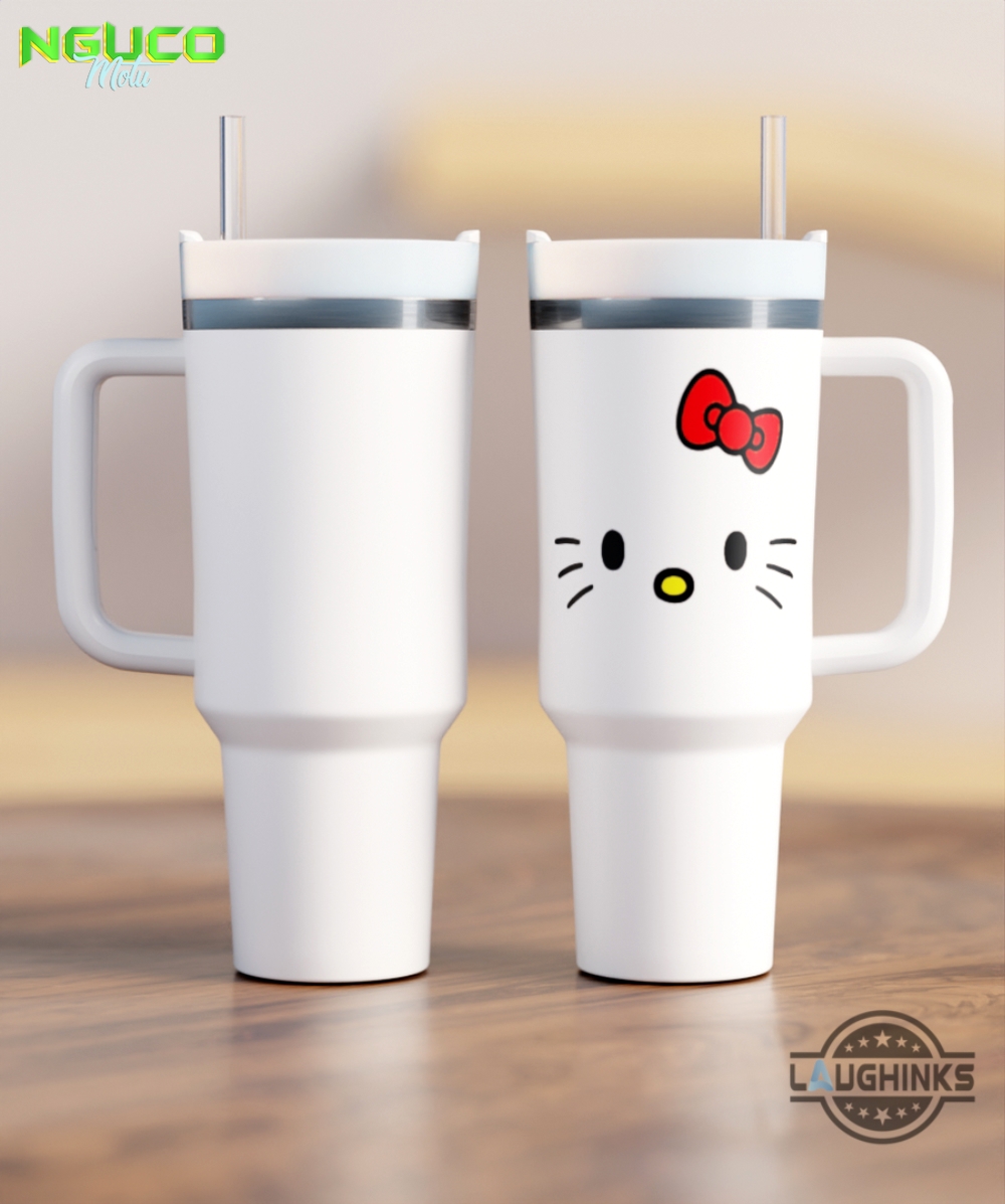 Kitty 40oz crewcup stainless steel stanley tumbler dupe 40 oz stainless steel travel cups with handle lid and straw gift