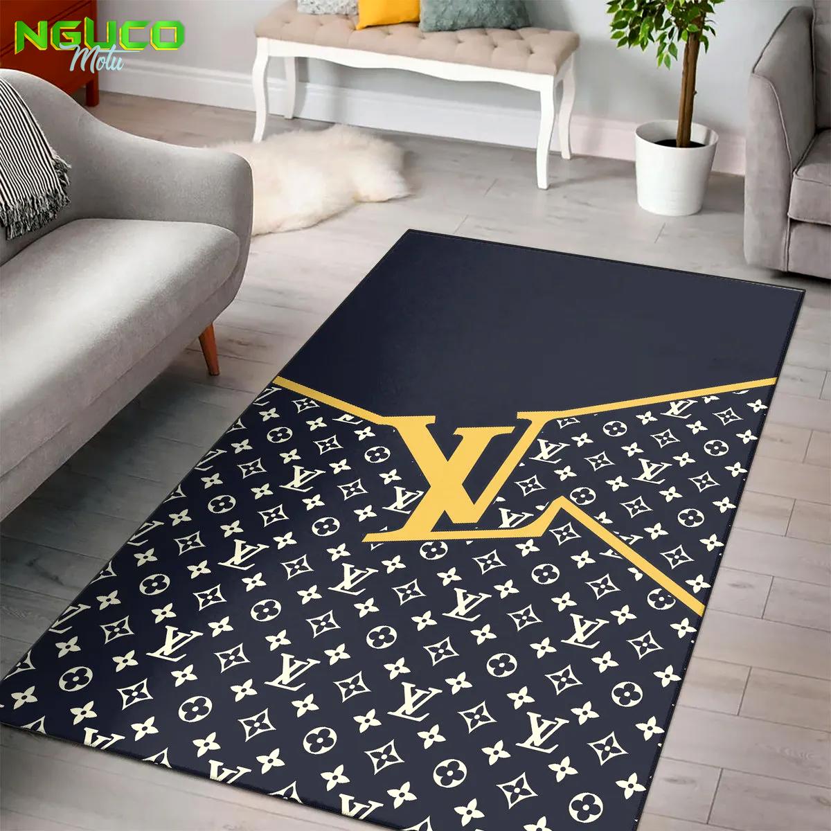 Louis vuitton black yellow logo luxury fashion luxury brand premium rug carpet home decor
