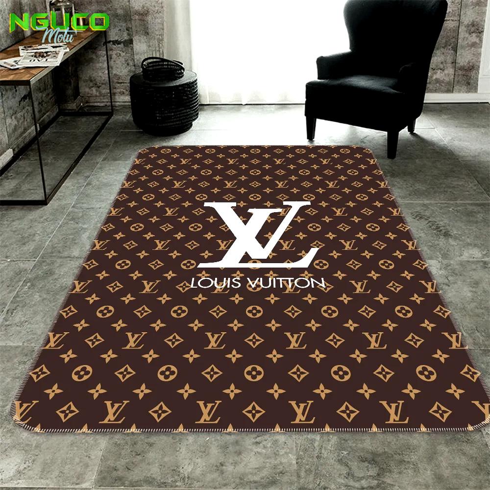 Louis vuitton logo brown luxury fashion luxury brand premium rug carpet home decor