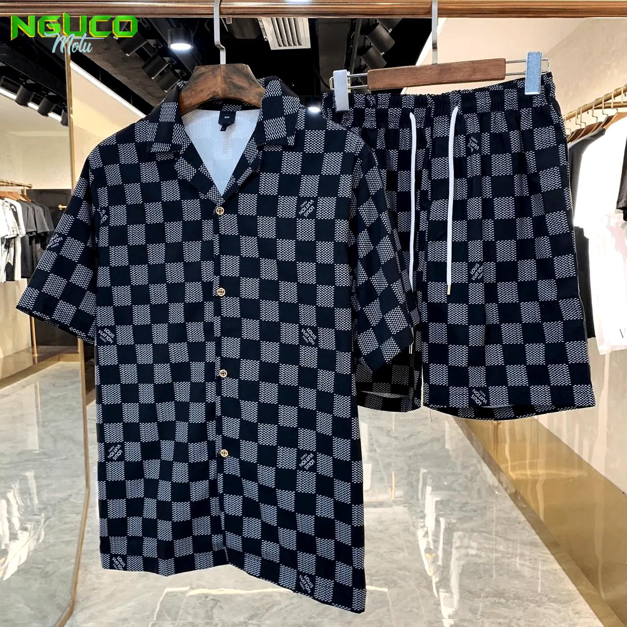 Louis vuitton lv hawaii shirt shorts set luxury beach clothing clothes outfit for men dn9180513